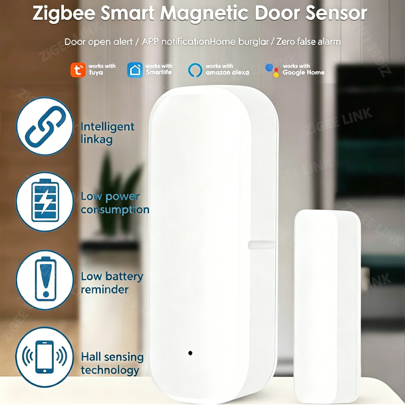 Smart Home Security System - مستشعر أبواب ونوافذ زيجبي، كاشف فتح