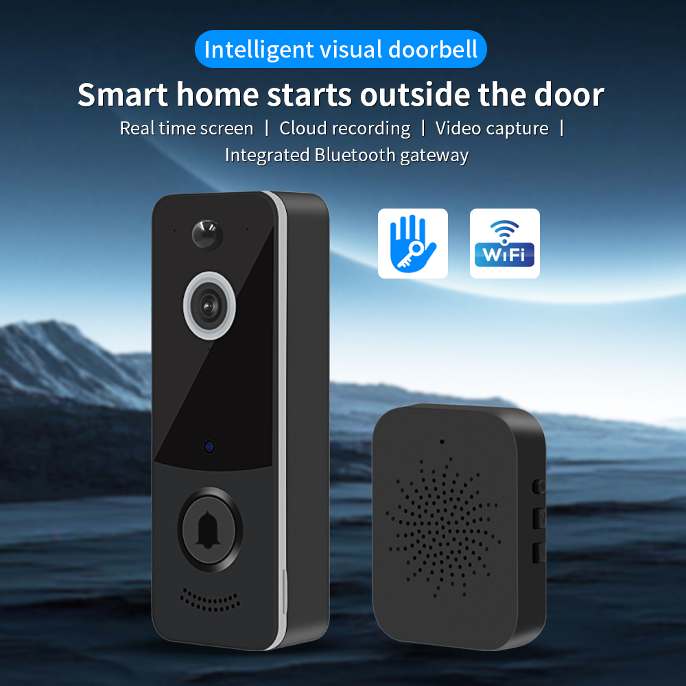 Smart Home Video - 1080P WIFI جرس باب يتضمن شاشة