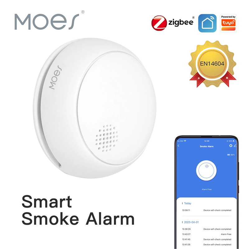 Smart Home Moes - كاشف دخان ذكي لاسلكي من MOES