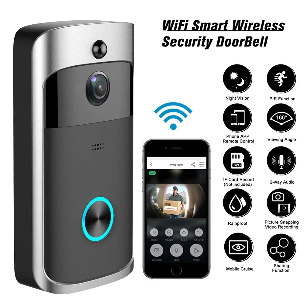 Smart Home Video Doorbell Enhanced Security With Smart Doorbell - جرس باب ذكي لاسلكي بدقة 720P