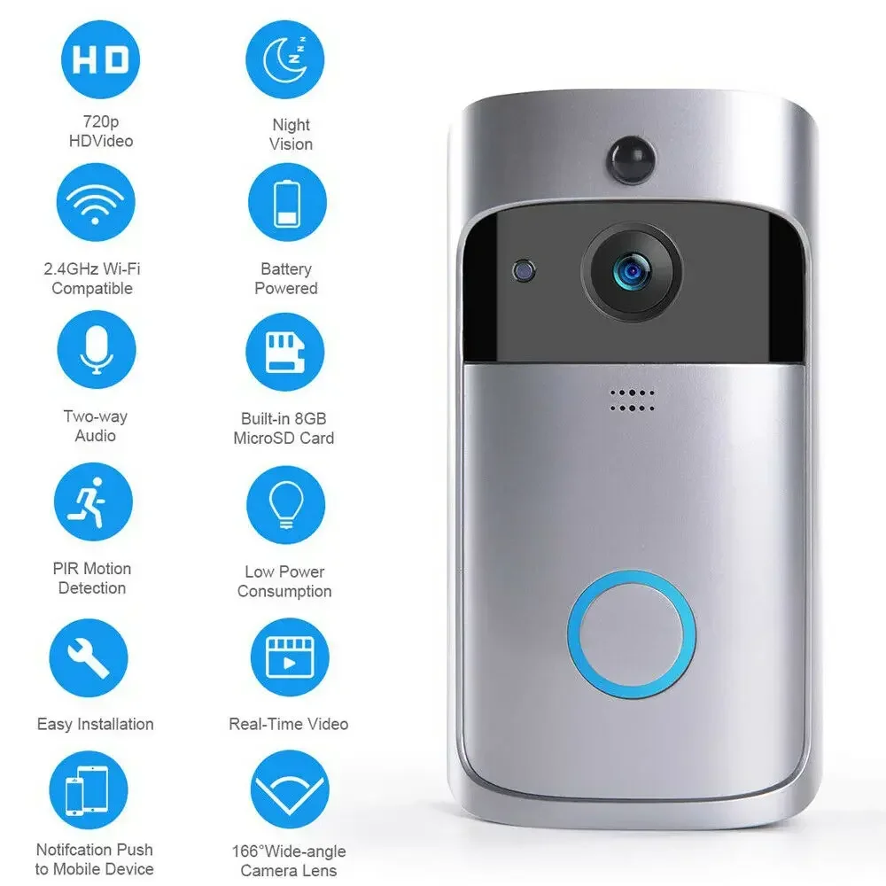 جرس باب ذكي لاسلكي بدقة 720P م - مراجعة Smart Home Video Doorbell Enhanced Security With Smart Doorbell وسعره